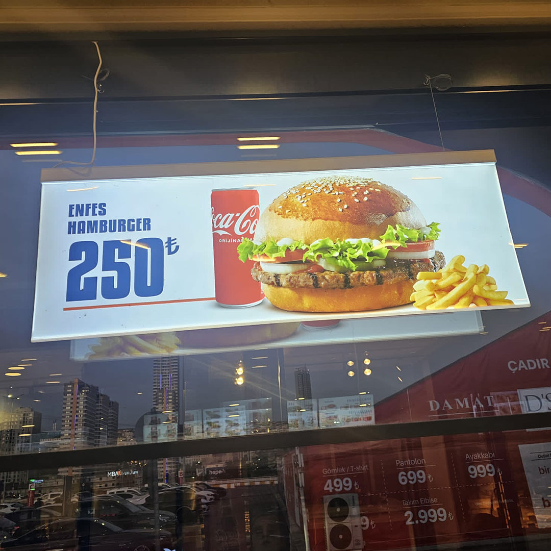 120x45 cm Yatay Askılı Lightbox