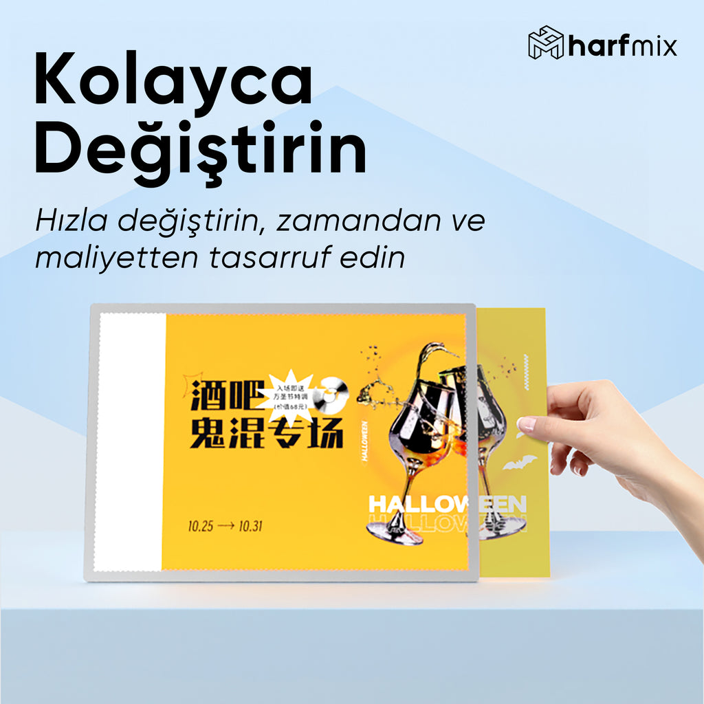 A3 Yatay / Dikey / Duvara Monte Kullanımlı Lightbox