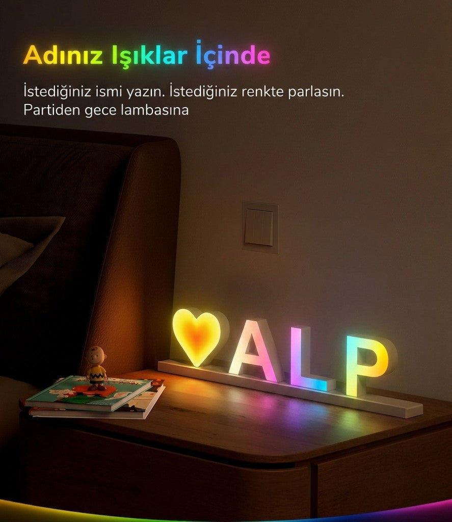 Adınız ışıklar içinde — RGB isim lambası