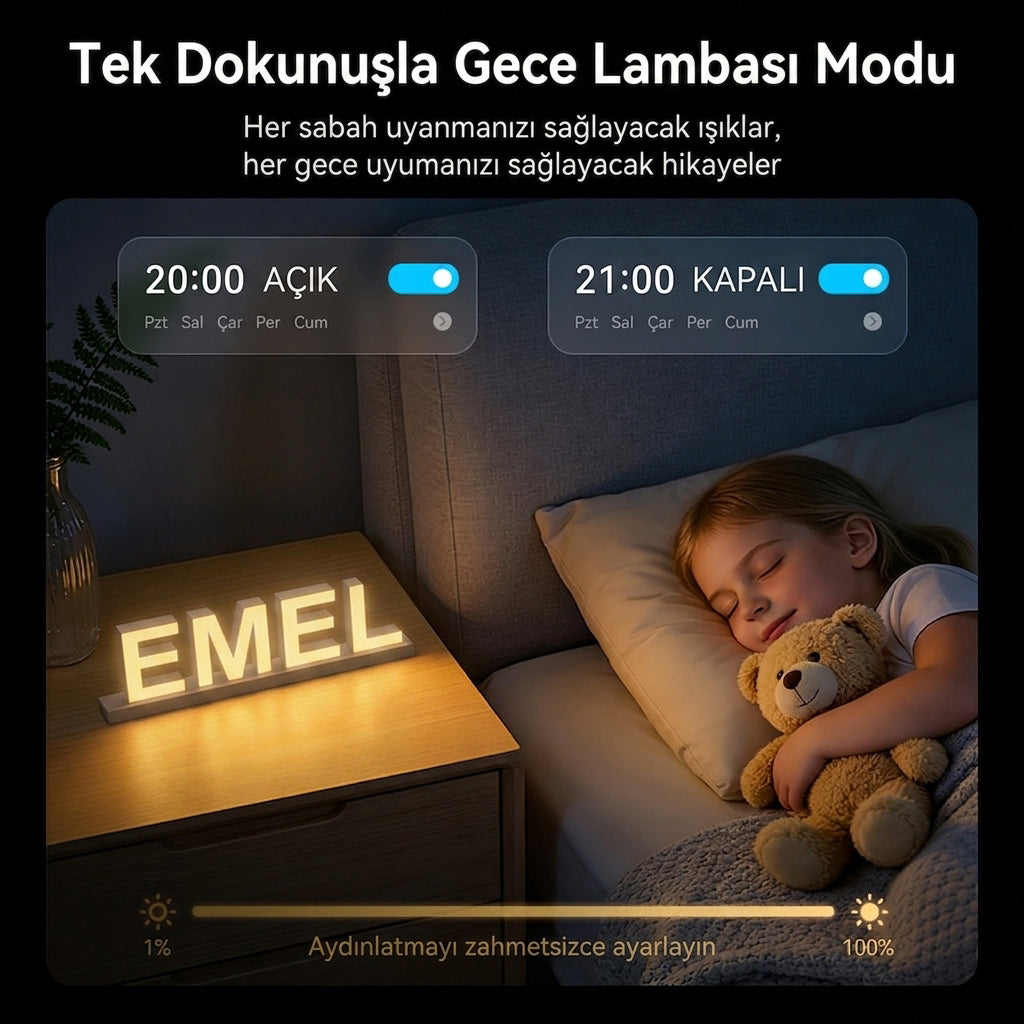 Tek dokunuşla gece lambası modu — zamanlayıcı ve parlaklık