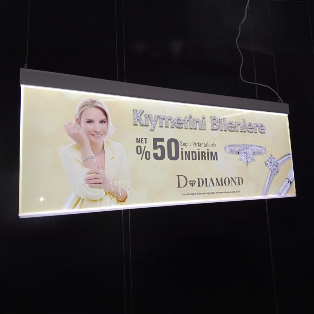 120x45 cm Yatay Askılı Lightbox