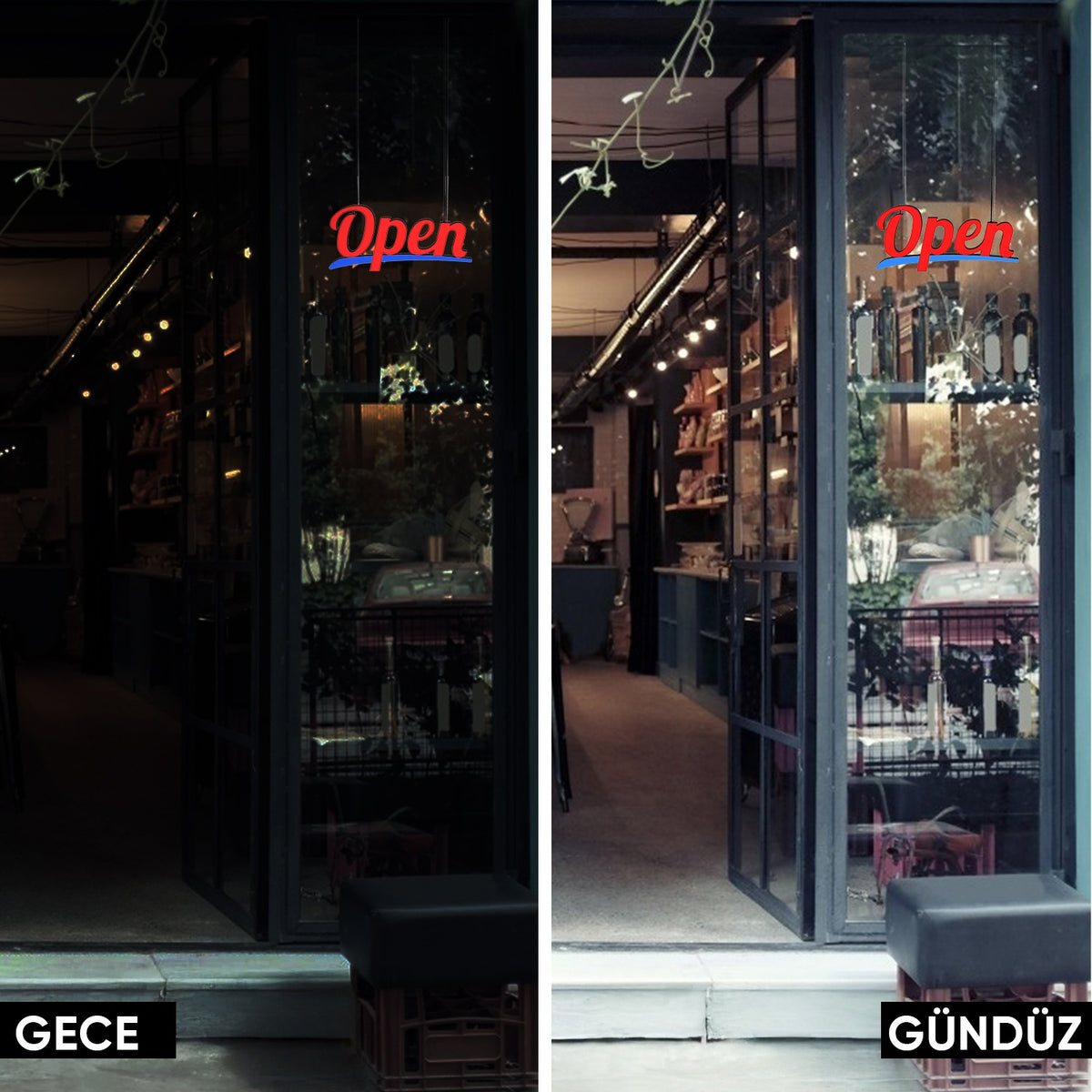 Üstten Askılı Open Tabelası