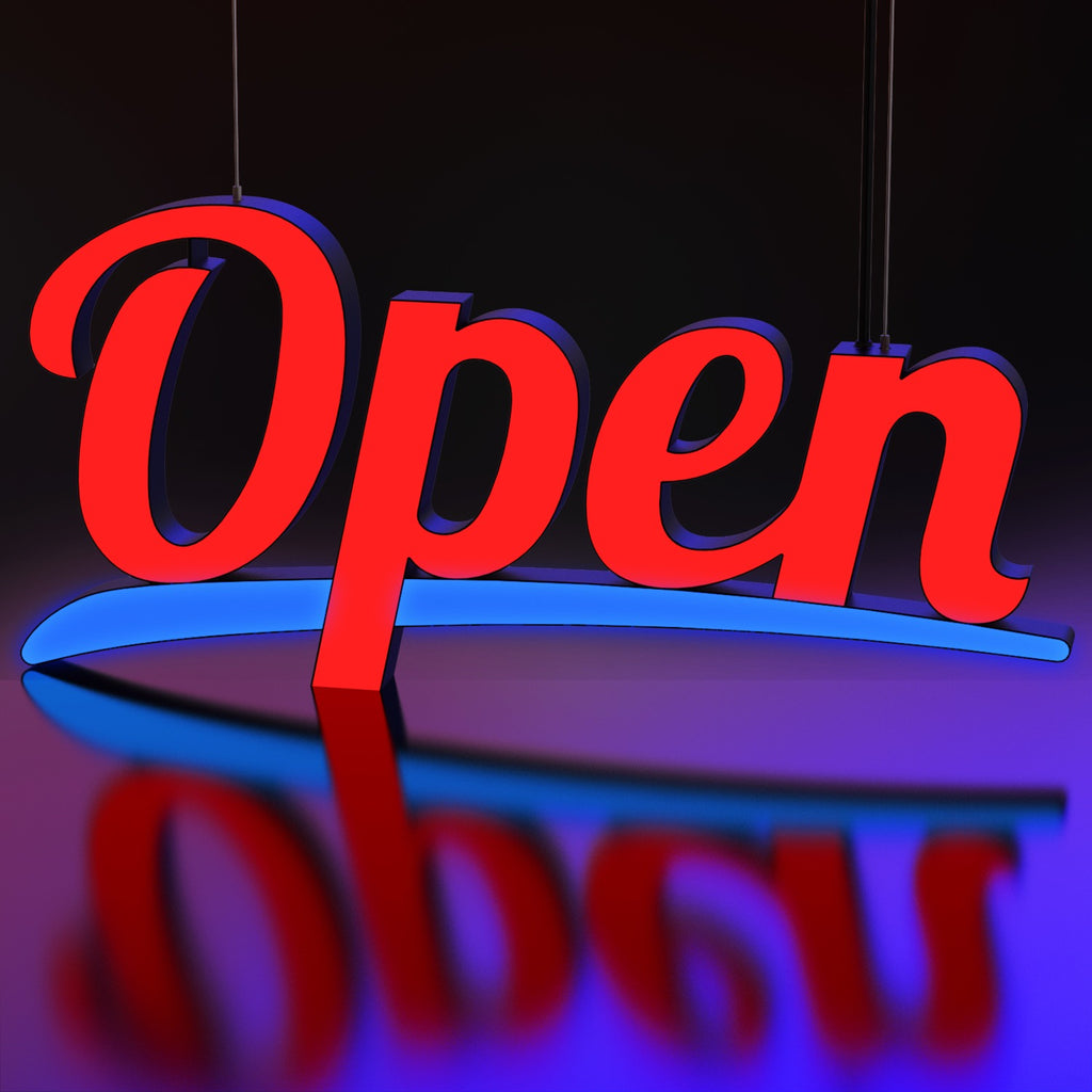 Üstten Askılı Open Tabelası